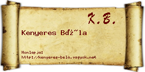 Kenyeres Béla névjegykártya