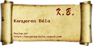 Kenyeres Béla névjegykártya