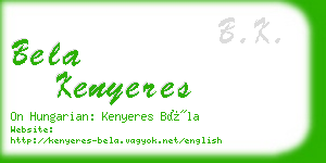 bela kenyeres business card